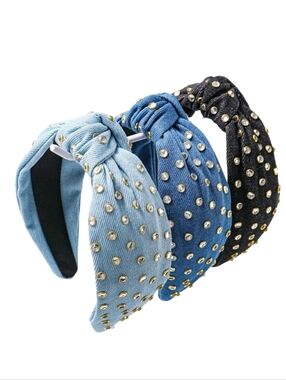 Studded Denim Headband